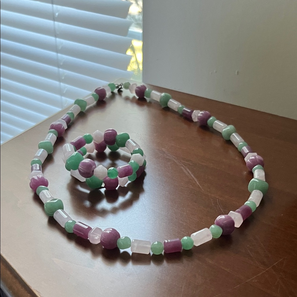 Vintage Jay King Amethyst, Rose Quartz, and Aventurine beaded necklace set